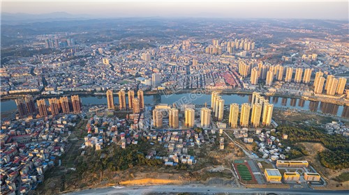 隆回城南巴黎新城沿河风光航拍