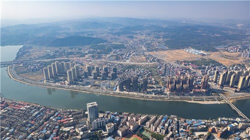 隆回城南巴黎新城沿河风光航拍