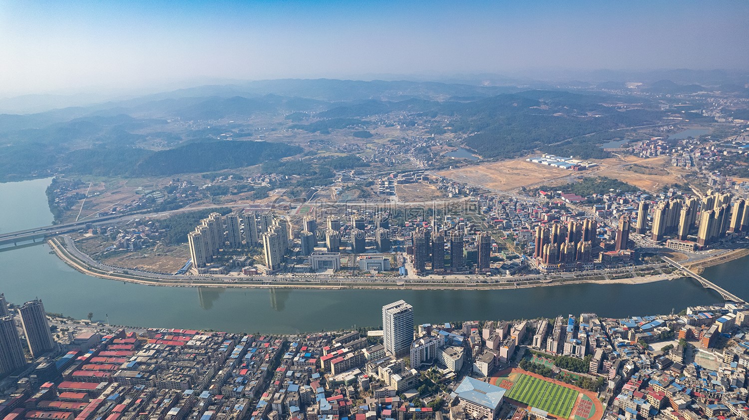 隆回城南巴黎新城沿河风光航拍