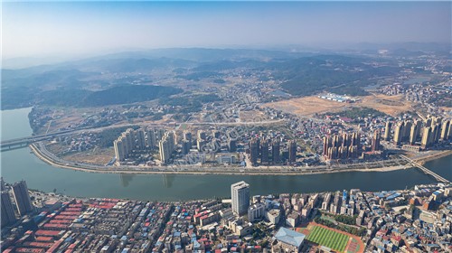 隆回城南巴黎新城沿河风光航拍