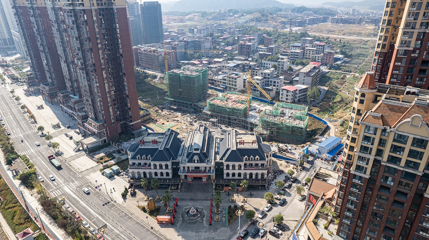 隆回城南巴黎新城沿河风光航拍