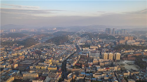 隆回县城日出清晨风光航拍