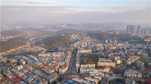 隆回县城日出清晨风光航拍