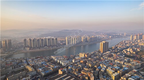 隆回县城日出清晨风光航拍