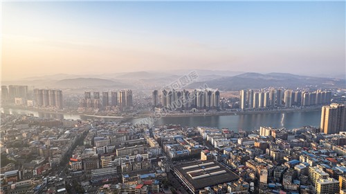 隆回县城日出清晨风光航拍