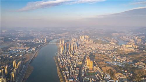 隆回县城日出清晨风光航拍