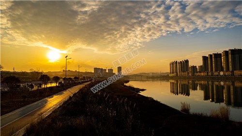 隆回夕阳，赧水河畔的冬天