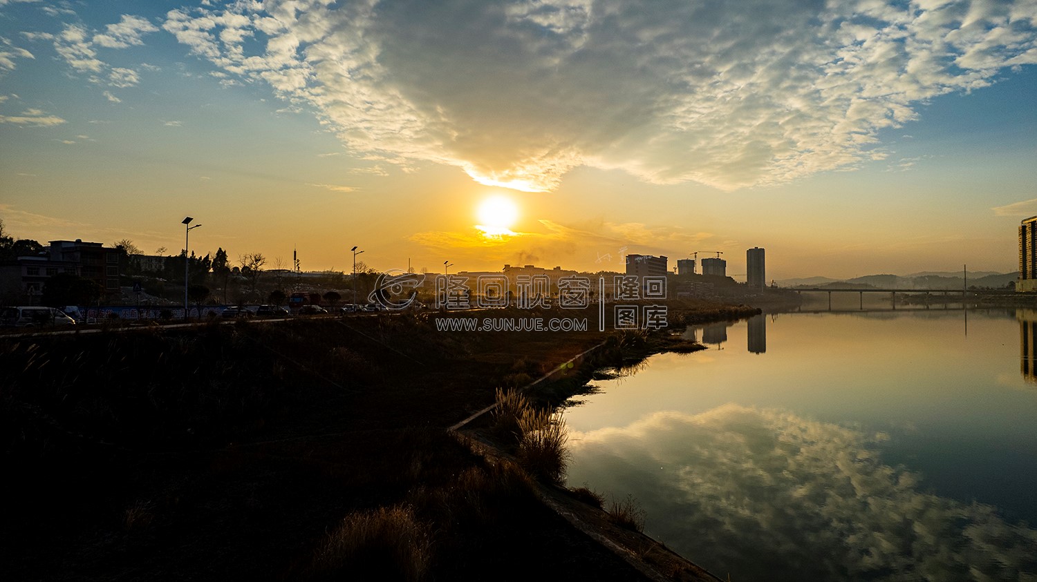 隆回夕阳，赧水河畔的冬天