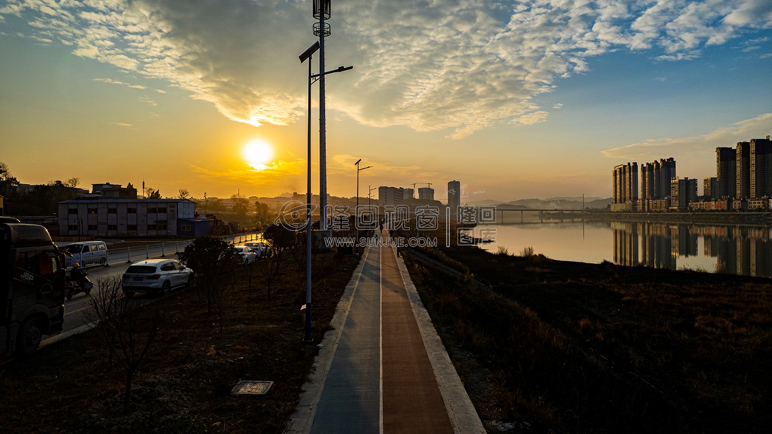 隆回夕阳，赧水河畔的冬天
