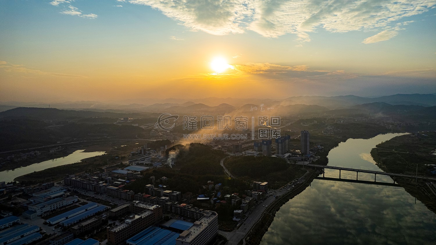 隆回夕阳，赧水河畔的冬天