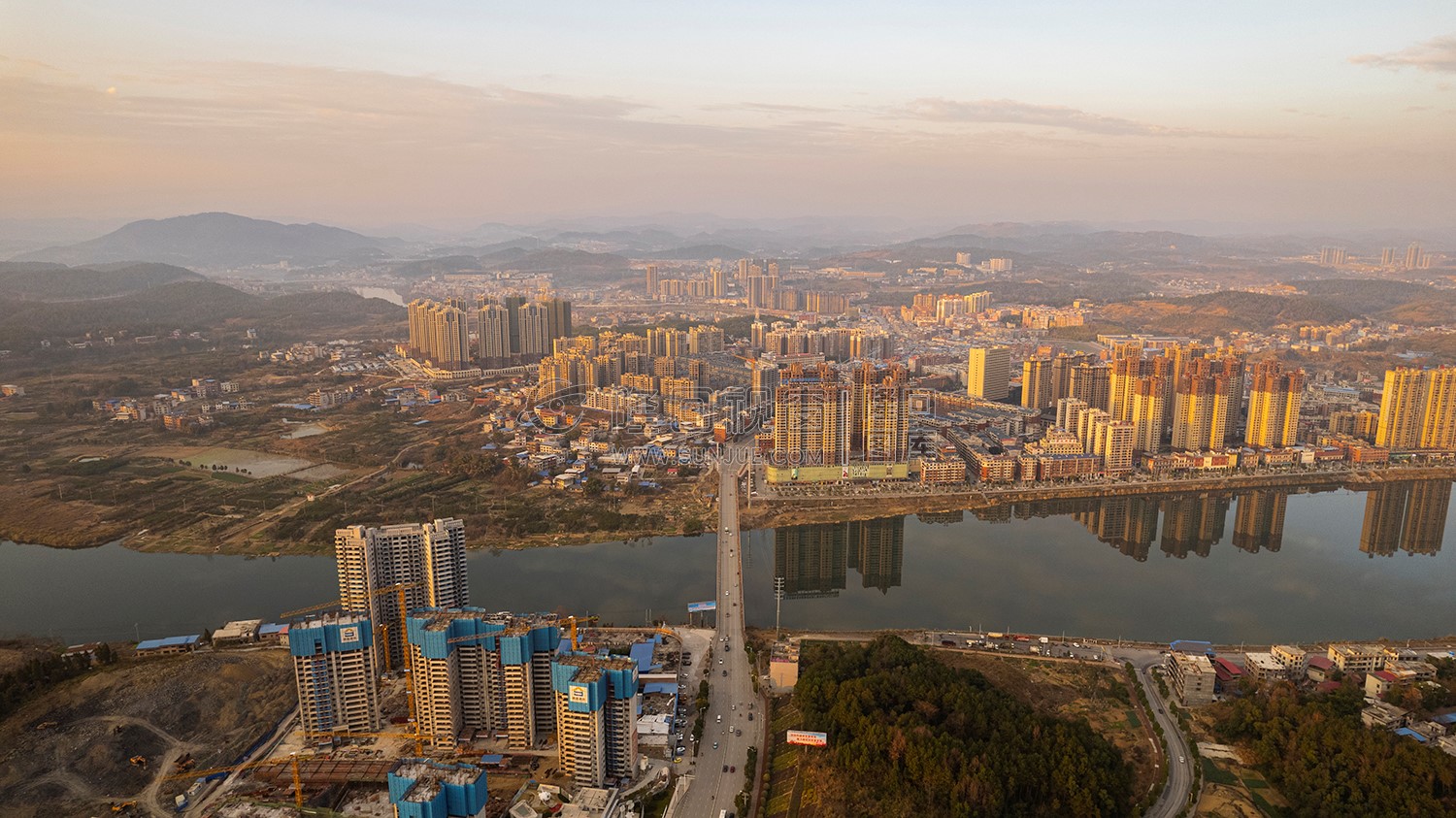 隆回夕阳，赧水河畔的冬天