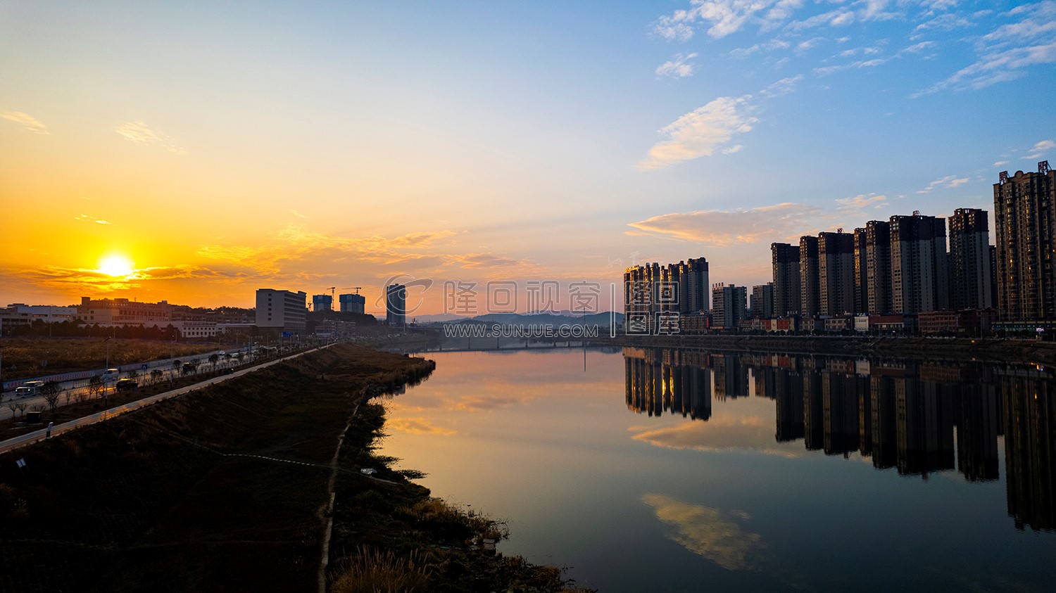 隆回夕阳，赧水河畔的冬天