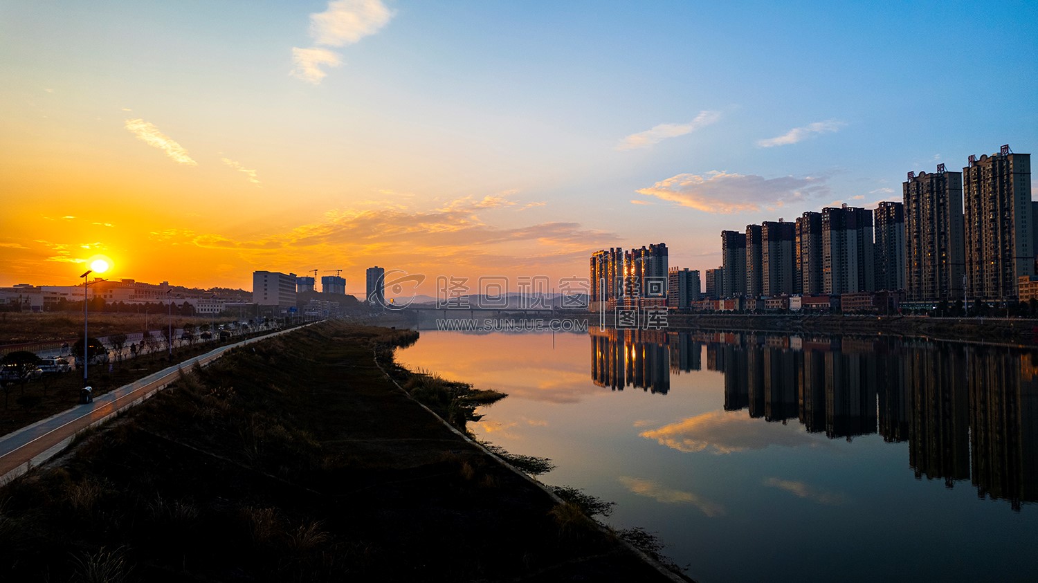 隆回夕阳，赧水河畔的冬天