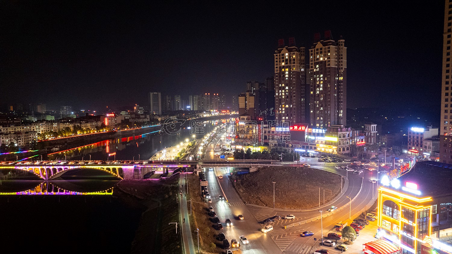 2023隆回春节期间，县城夜景