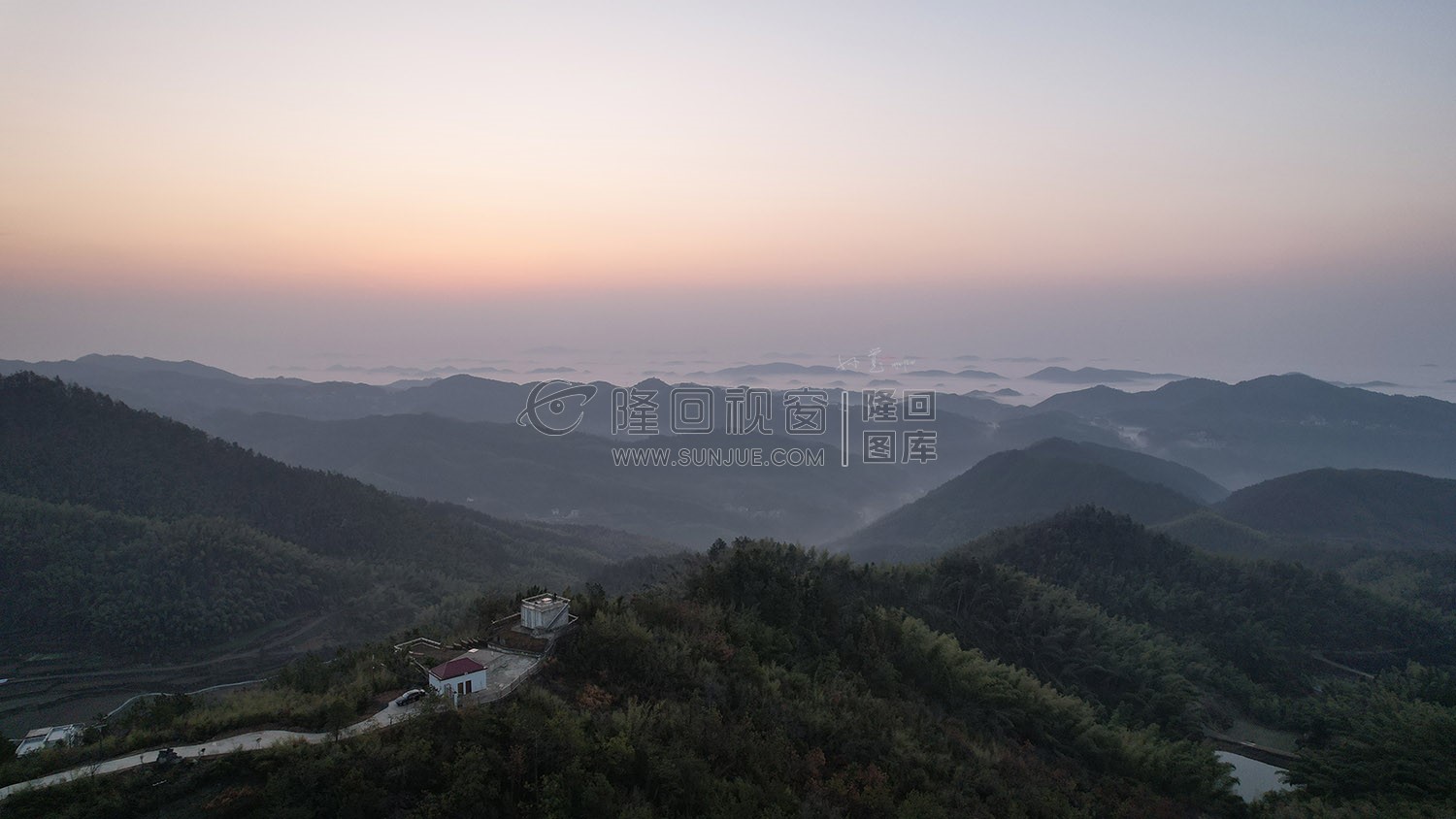 乡村的早晨，荷田玖鹅水厂航拍