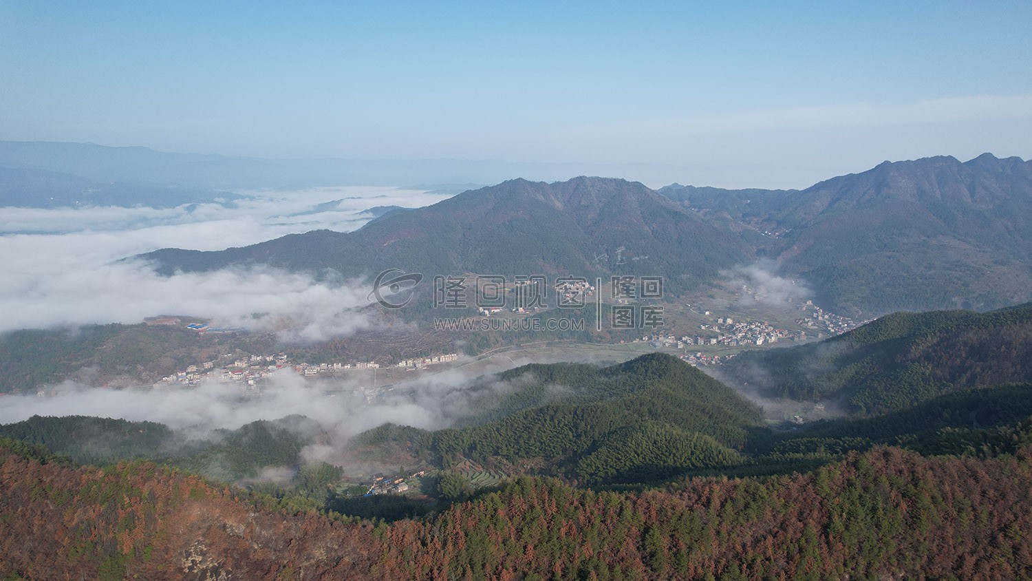 乡村的早晨，荷田玖鹅水厂航拍