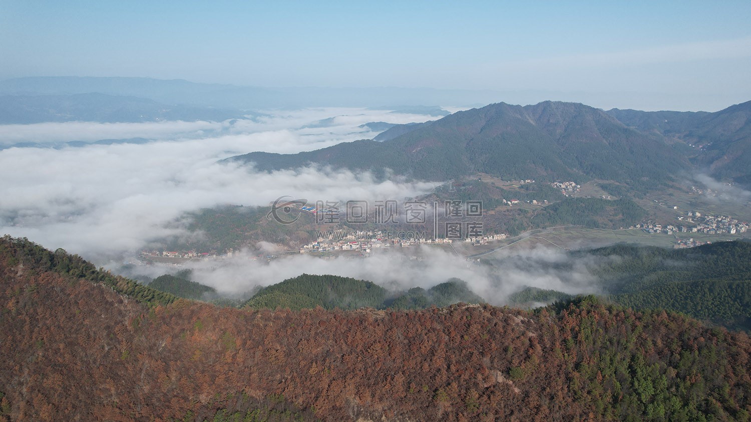乡村的早晨，荷田玖鹅水厂航拍