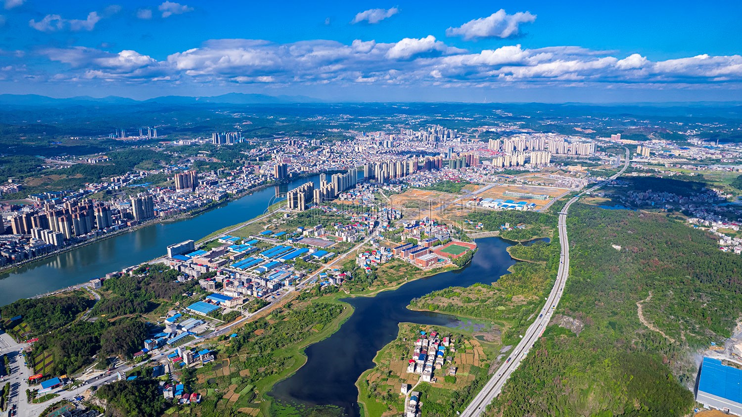 隆回城南全景航拍