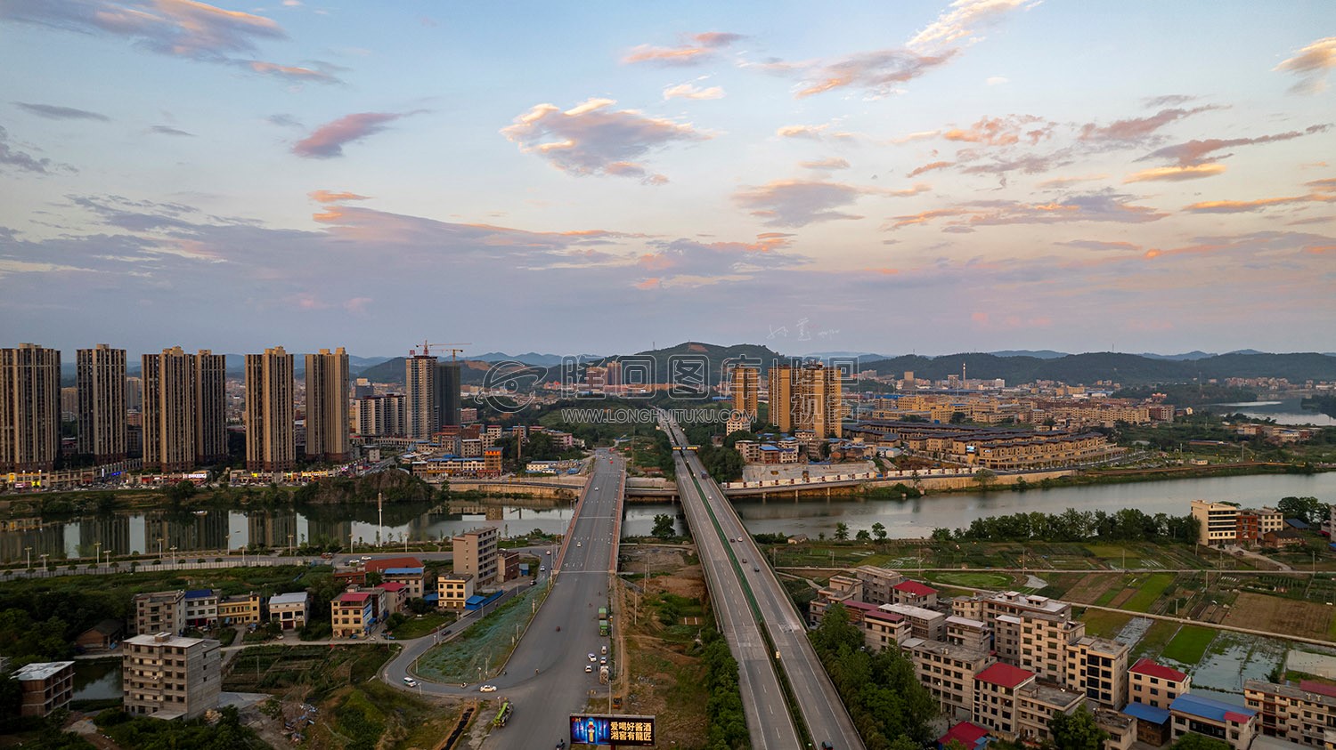 隆回县城夕阳美景