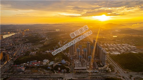 隆回县城火烧云夕阳日落美景