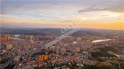 隆回县城火烧云夕阳日落美景