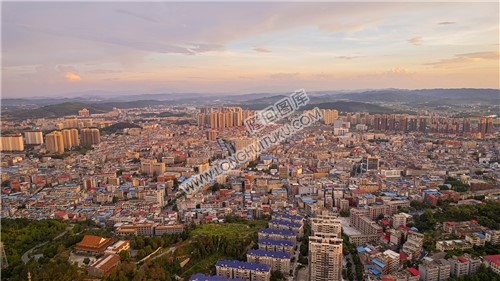 隆回县城火烧云夕阳日落美景