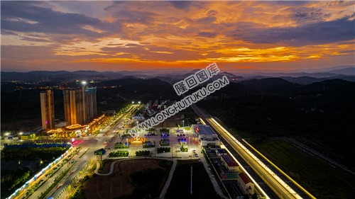 隆回县城火烧云夕阳日落美景