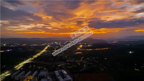 隆回县城火烧云夕阳日落美景