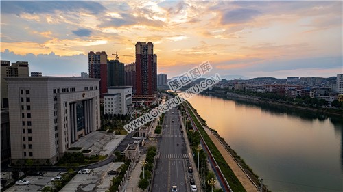 隆回大桥河岸落日风景