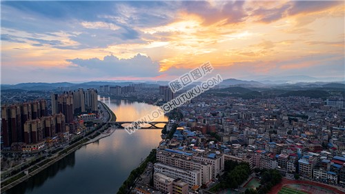 隆回大桥河岸落日风景