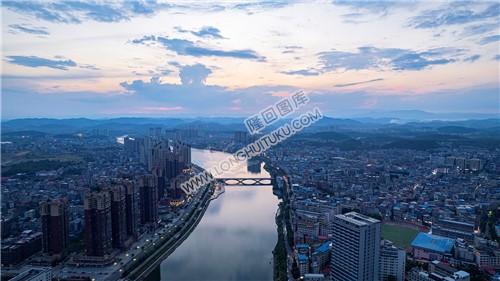 隆回大桥河岸落日风景