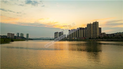 隆回赧水河夕阳风景