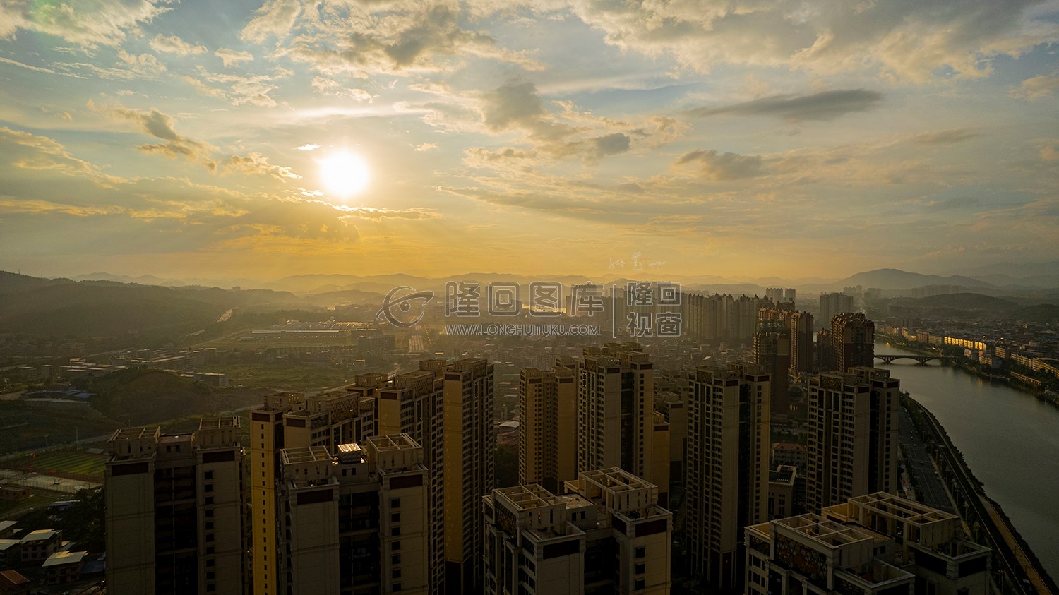 隆回县城落日夕阳风光