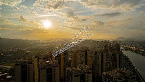 隆回县城落日夕阳风光