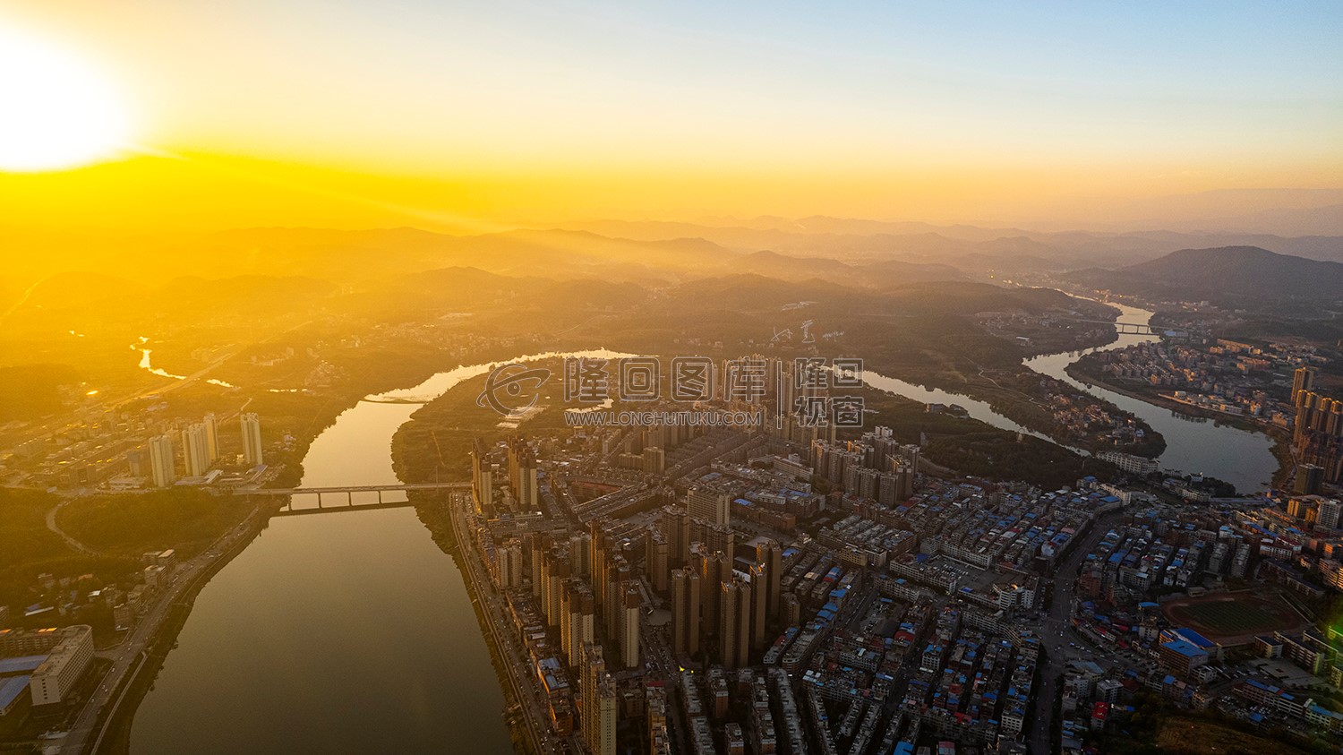 隆回二桥落日夕阳