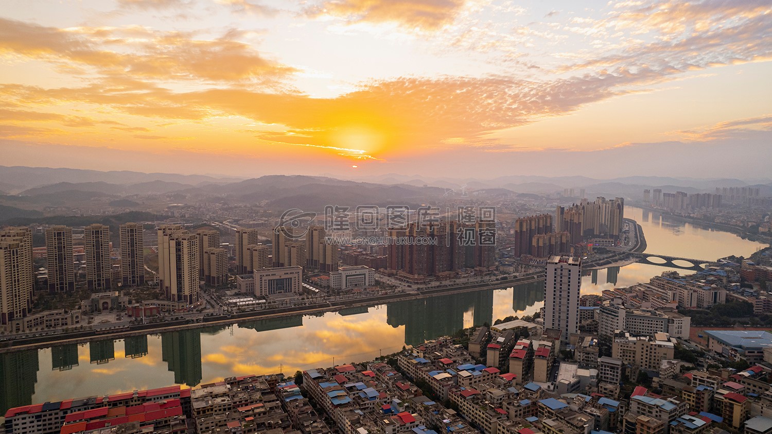 隆回赧水河夕阳风景