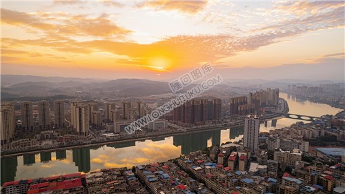 隆回赧水河夕阳风景