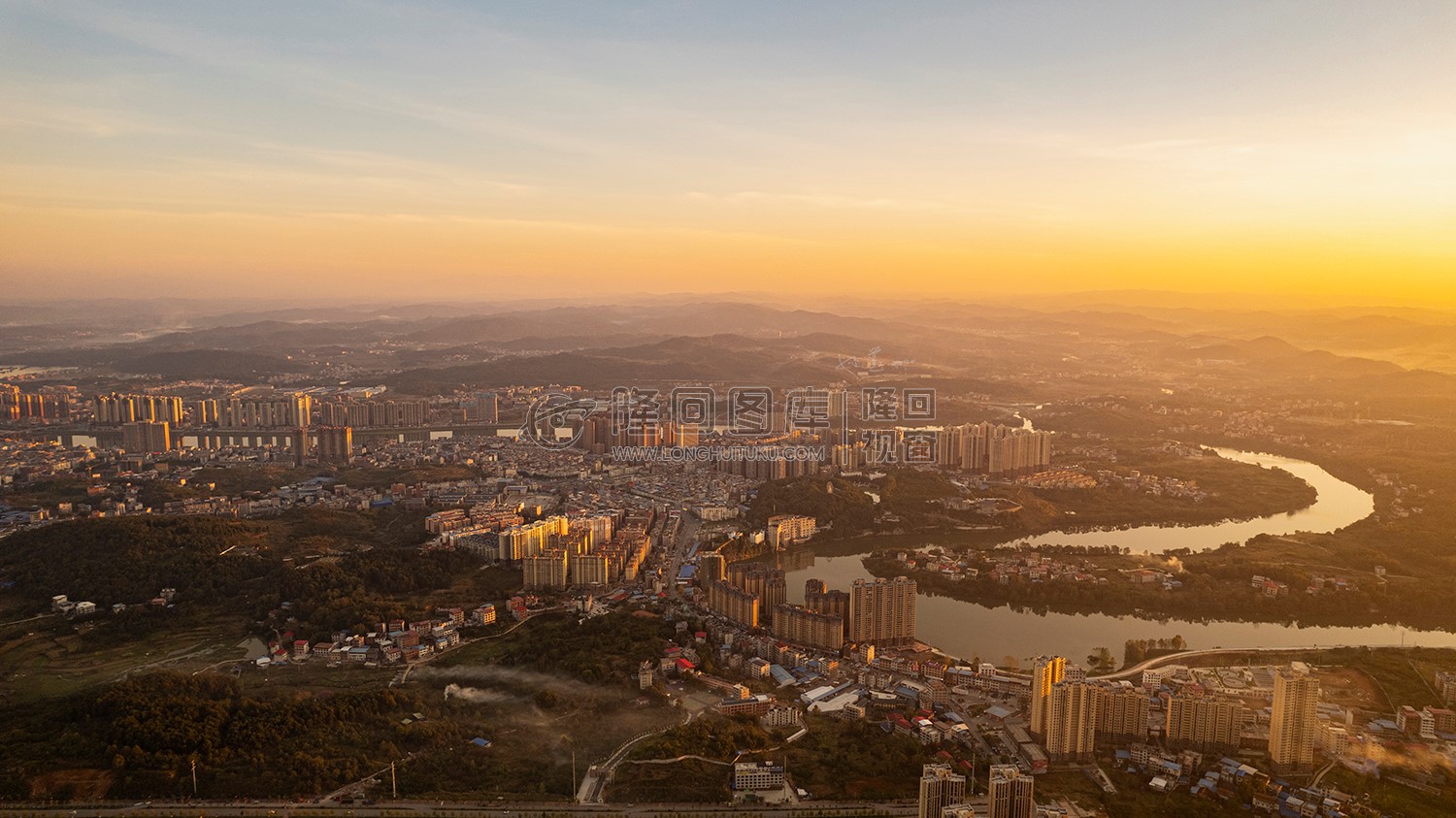 隆回县城夕阳美景