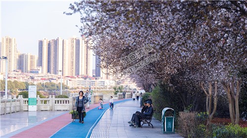 彩虹跑道散步的市民