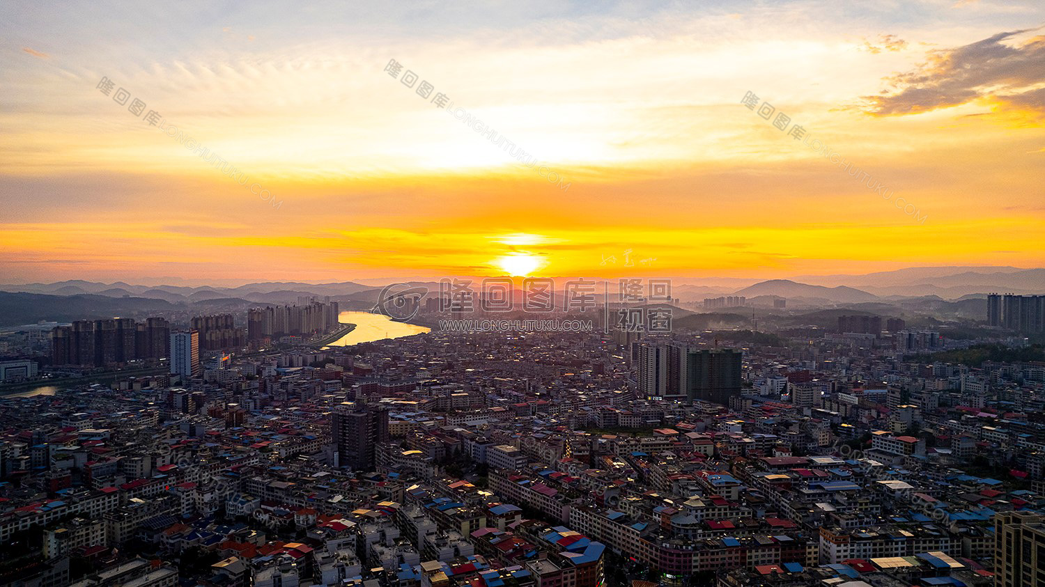 隆回城东区日落夕阳
