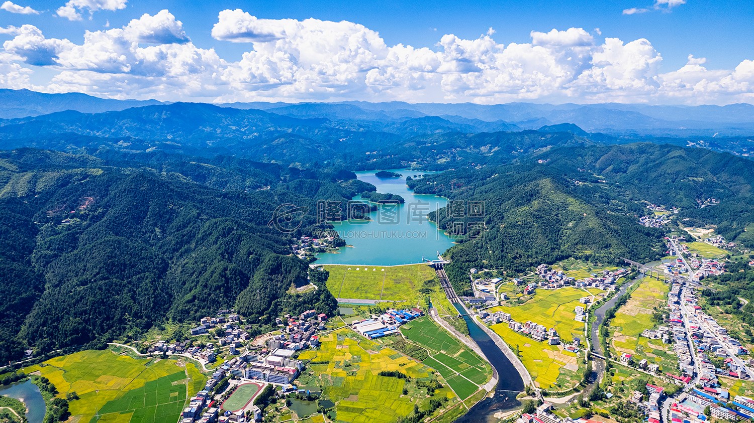 高空航拍六都寨水库