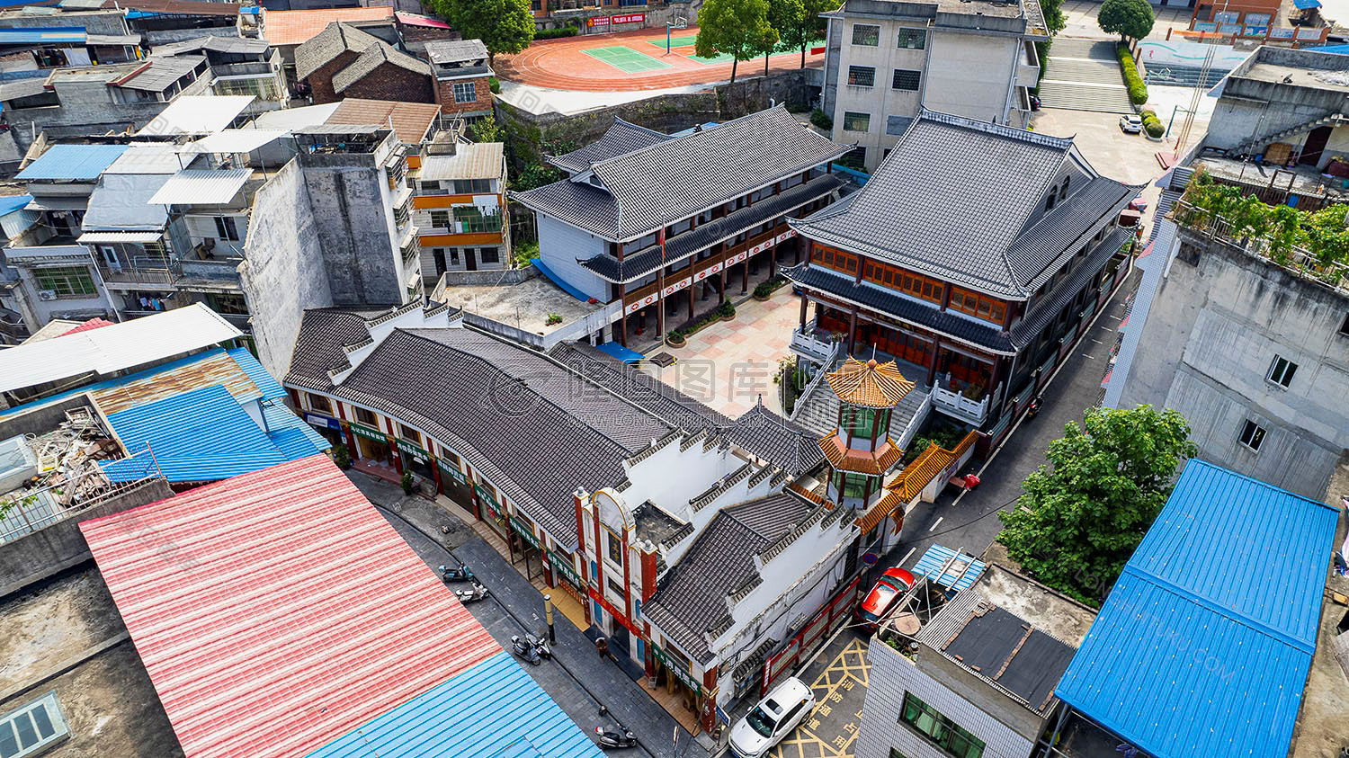 航拍桃花坪清真寺