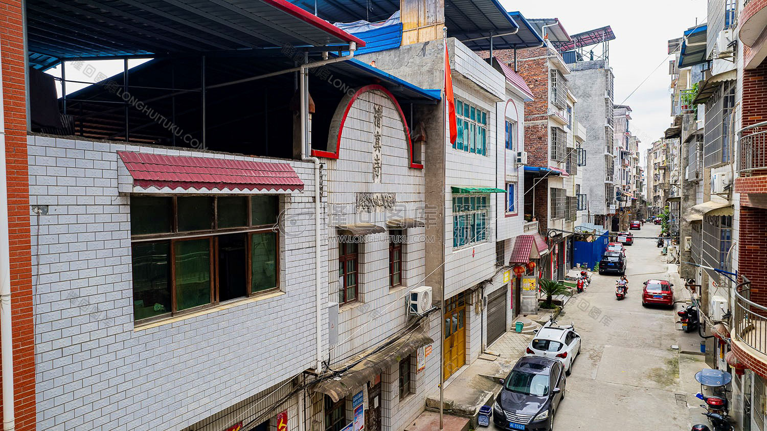 紫阳清真寺外景街道航拍