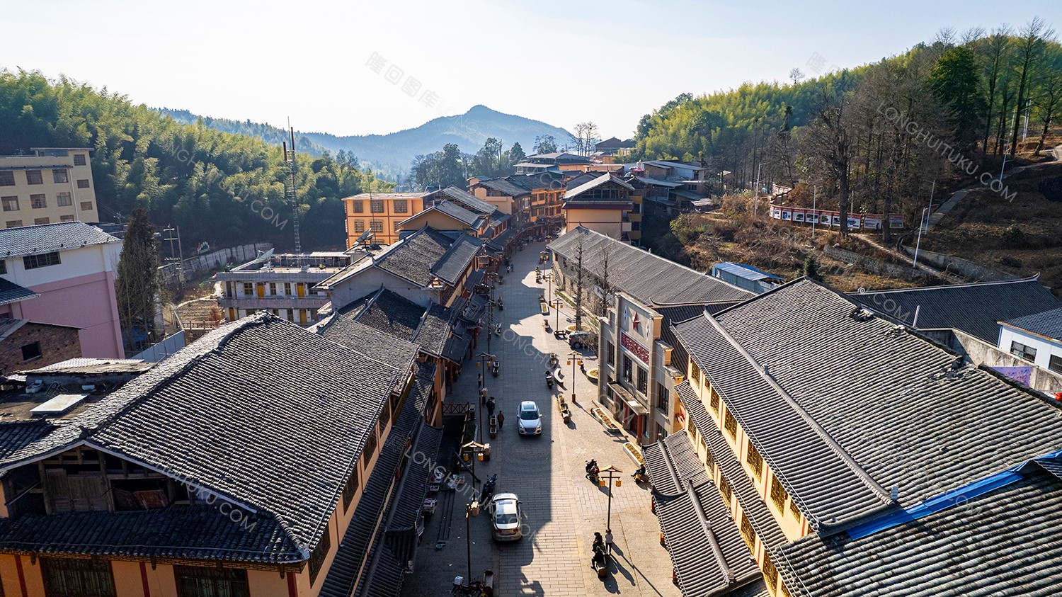 航拍虎形山街道