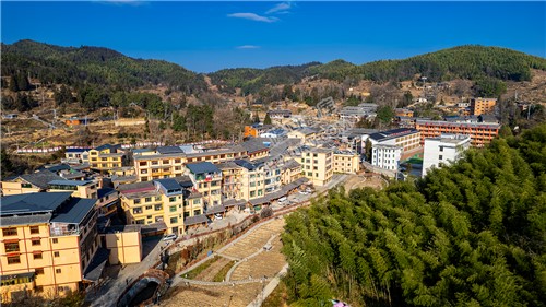 航拍虎形山瑶族乡街区