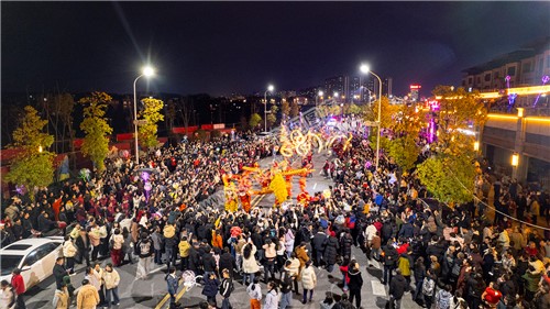 隆回游龙队伍在阅江府表演