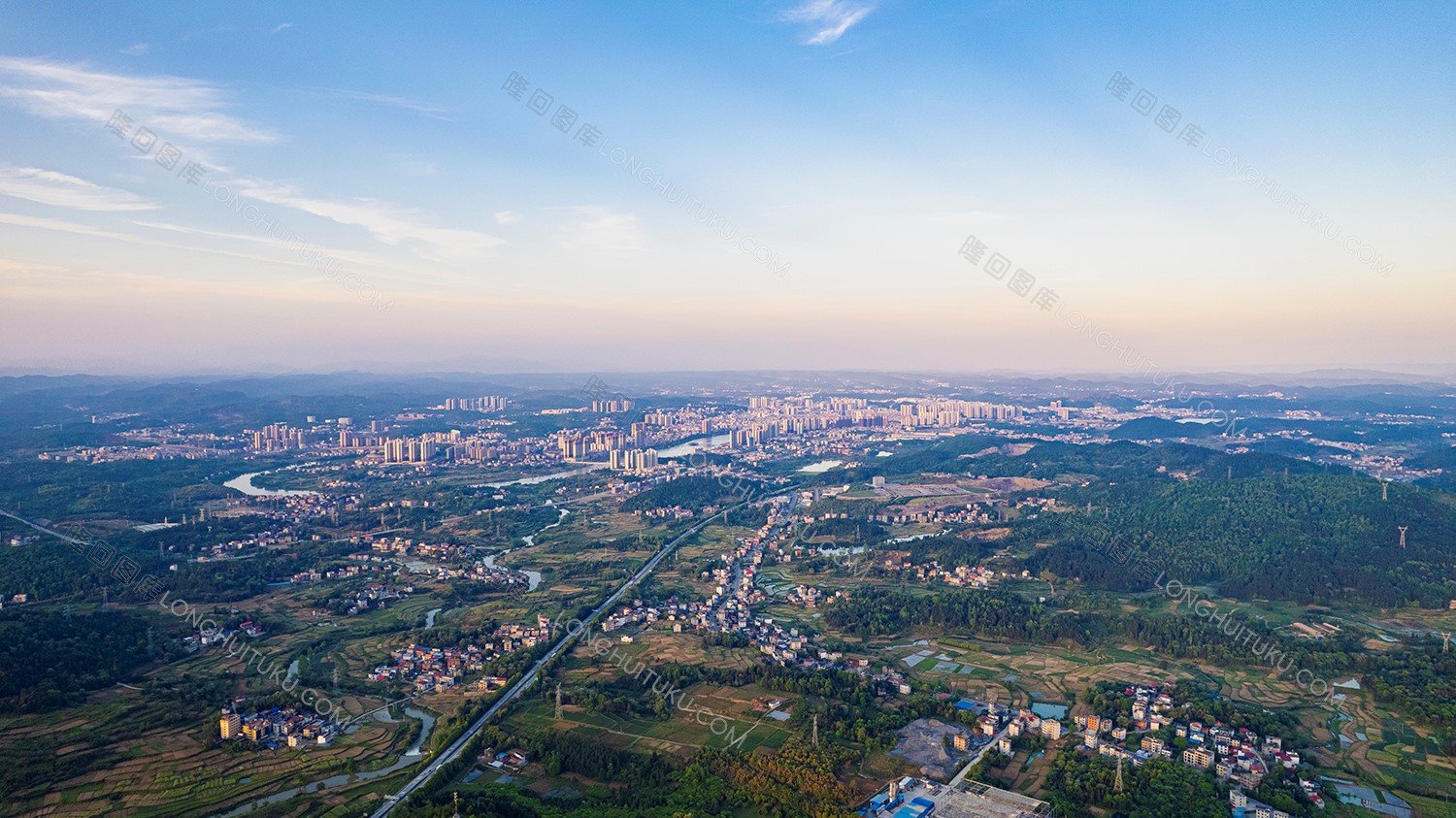 航拍隆回县城全景